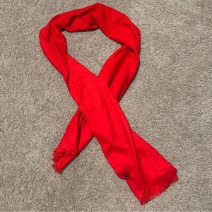 Red soft scarf with fringe edges